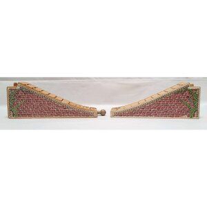 Lot of 2 Thomas the Train Wooden Train Track Ramp Pieces Brick Wall Design